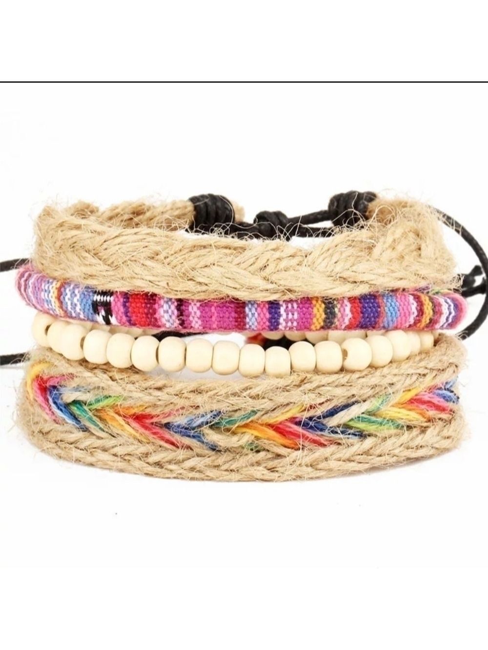 Boho Unisex Stackable Rasta Rope Leather Bead Bracelet - LAST ONE!